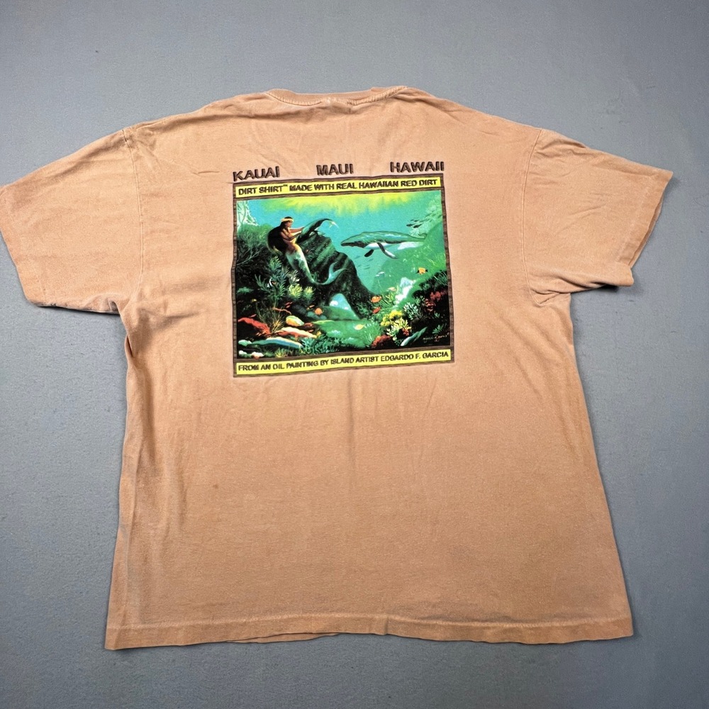 Red Dirt Hawaii T Shirt Mens XL Orange Mermaid Whale Artist Garcia Vintage Hanes